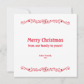 Merry and Bright Red Swirl Square-fotokaart Bedankkaart (Achterkant)