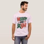 Merry and Bright Retro Christmas Design T-shirt (Voorkant volledig)