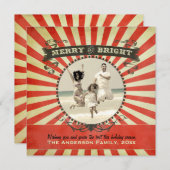 Merry and Bright Retro Photo Holiday Card - Red Feestdagenkaart (Voorkant / Achterkant)
