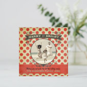 Merry and Bright Retro Red Dot Photo Holiday Card Feestdagenkaart (Staand voorkant)