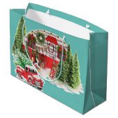 Merry and bright retro red truck Xmas blue sky Groot Cadeauzakje (Achterkant Gekanteld)