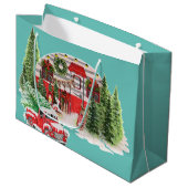 Merry and bright retro red truck Xmas blue sky Groot Cadeauzakje (Voorkant Gekanteld)