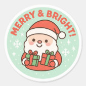 merry and bright ronde sticker (Voorkant)