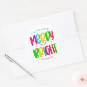 Merry and Bright Round Kerst sticker (Envelop)