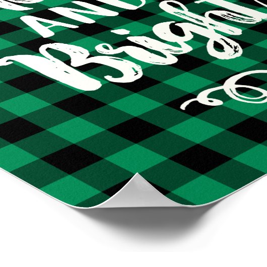 Merry and Bright Rustic Green Pset Holiday Wall Poster (Hoek)