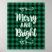 Merry and Bright Rustic Green Pset Holiday Wall Poster (Voorkant)
