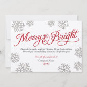 Merry and Bright Rustic Kraft Red Script Business Feestdagenkaart (Voorkant)