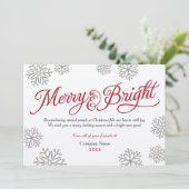 Merry and Bright Rustic Kraft Red Script Business Feestdagenkaart (Staand voorkant)