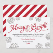 Merry and Bright Rustic Kraft Red Script Business Feestdagenkaart (Voorkant / Achterkant)