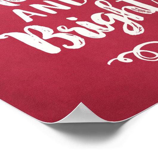 Merry and Bright Rustic Red Holiday Wall Poster (Hoek)