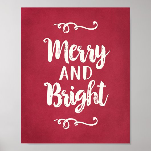 Merry and Bright Rustic Red Holiday Wall Poster (Voorkant)