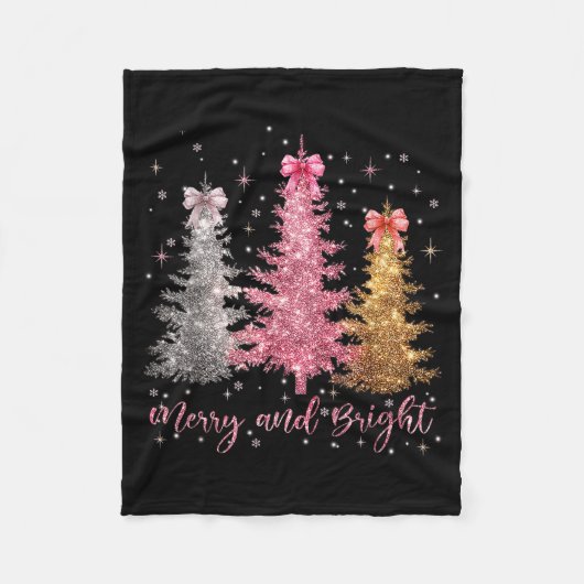 Merry And Bright Santa Christmas Tree Lights Pajam Fleece Deken (Voorkant)