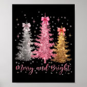 Merry And Bright Santa Christmas Tree Lights Pajam Poster (Voorkant)