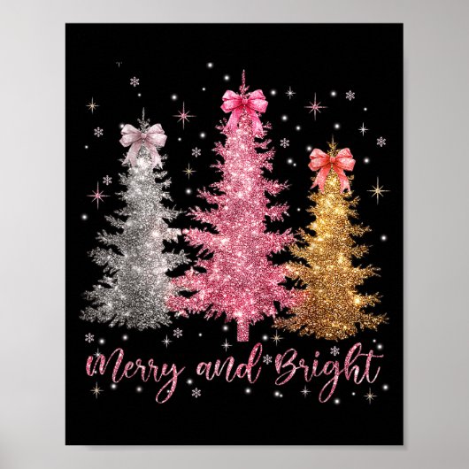 Merry And Bright Santa Christmas Tree Lights Pajam Poster (Voorkant)