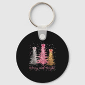 Merry And Bright Santa Christmas Tree Lights Pajam Sleutelhanger (Voorkant)