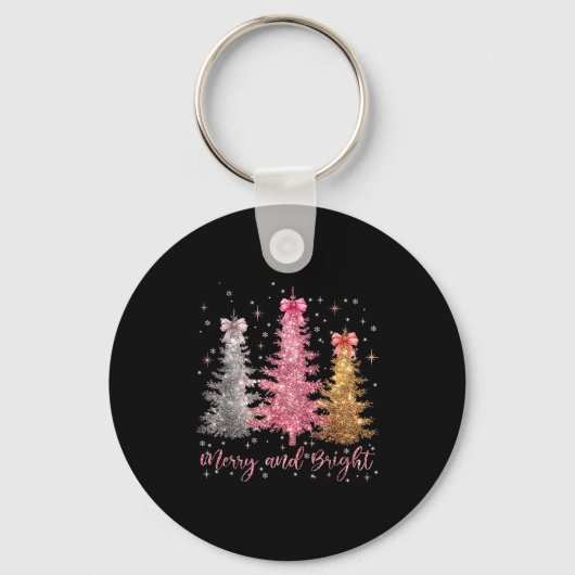 Merry And Bright Santa Christmas Tree Lights Pajam Sleutelhanger (Voorkant)