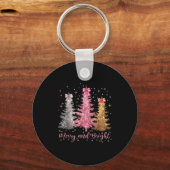 Merry And Bright Santa Christmas Tree Lights Pajam Sleutelhanger (Voorkant)