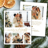 Merry and Bright Script 4 Photo Christmas-Kaart