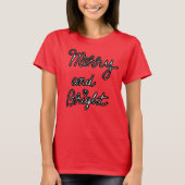 Merry and Bright script Kerstfeest trendy T-shirt (Voorkant)