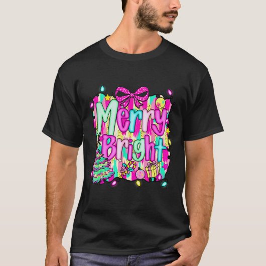 Merry And Bright Shirt Cute Christmas Holiday Men  (Voorkant)