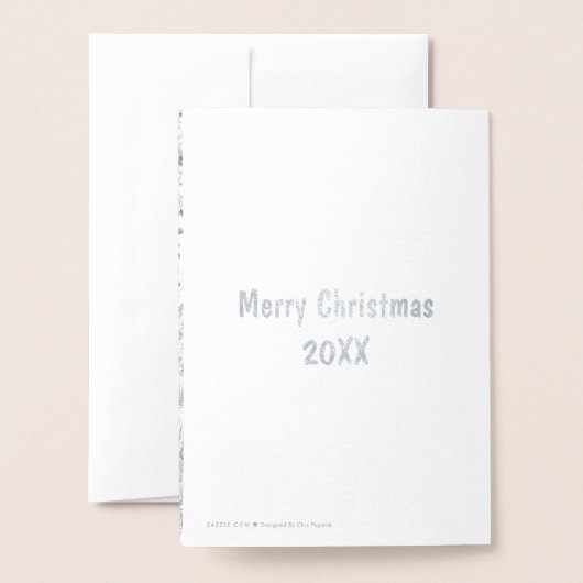 Merry and Bright Silver Real Folie Typografie Foto Folie Kaarten (Met envelop)