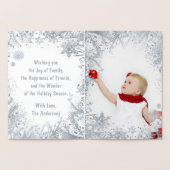 Merry and Bright Silver Real Folie Typografie Foto Kaarten (Binnen)