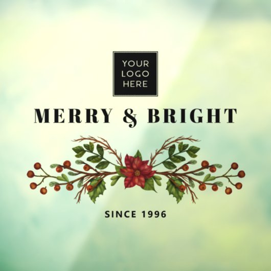 Merry and Bright Since Bedrijfslogo Raamsticker (Vel 3)
