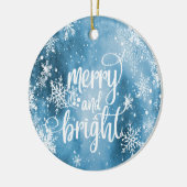Merry and Bright, Snowflakes, blauw Keramisch Ornament (Links)