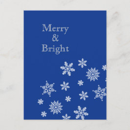 Merry and Bright Snowflakes Blue Christmas    Briefkaart