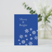Merry and Bright Snowflakes Blue Christmas    Briefkaart (Staand voorkant)
