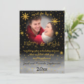 Merry and Bright Snowflakes Foto Holiday Greeting Feestdagenkaart (Staand voorkant)