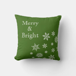 Merry and Bright Snowflakes Green Kerstmis Kussen