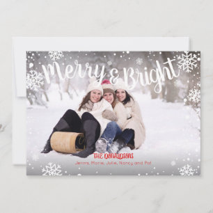 Merry and Bright Snowflakes White-kerstkaart Feestdagenkaart