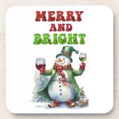 Merry and Bright Snowman  Bier Onderzetter (Voorkant)