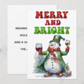 Merry and Bright Snowman Feestdagenkaart (Voorkant / Achterkant)
