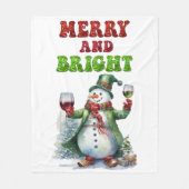 Merry and Bright Snowman  Fleece Deken (Voorkant)