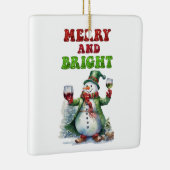 Merry and Bright Snowman Keramisch Ornament (Rechts)