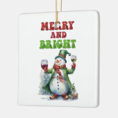 Merry and Bright Snowman  Keramisch Ornament (Links)