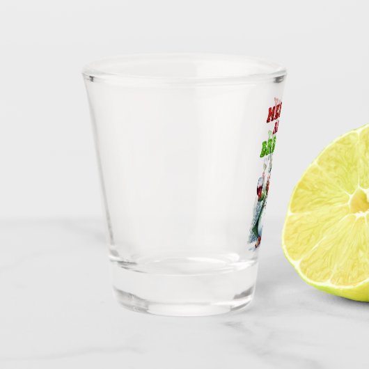 Merry and Bright Snowman Shot Glas (Links)