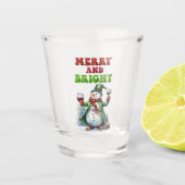 Merry and Bright Snowman  Shot Glas (Voorkant)