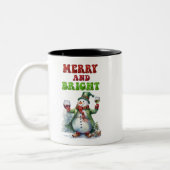 Merry and Bright Snowman  Tweekleurige Koffiemok (Links)