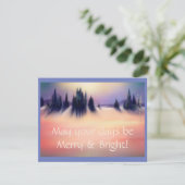 Merry and Bright Snowy Winter Landscape Art Feestdagenkaart (Staand voorkant)