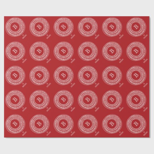Merry and Bright Sparkles Circles Monogram Holiday Cadeaupapier (Vlak)