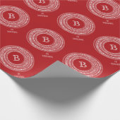 Merry and Bright Sparkles Circles Monogram Holiday Cadeaupapier (Hoek)