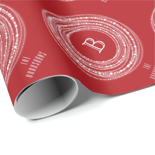 Merry and Bright Sparkles Circles Monogram Holiday Cadeaupapier (Rol Hoek)