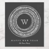 Merry and Bright Sparkles Circles Monogram Holiday Wijn Etiket (Enkel label)
