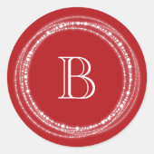 Merry and Bright Sparkles Monogram Stylish Holiday Ronde Sticker (Voorkant)