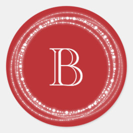 Merry and Bright Sparkles Monogram Stylish Holiday Ronde Sticker