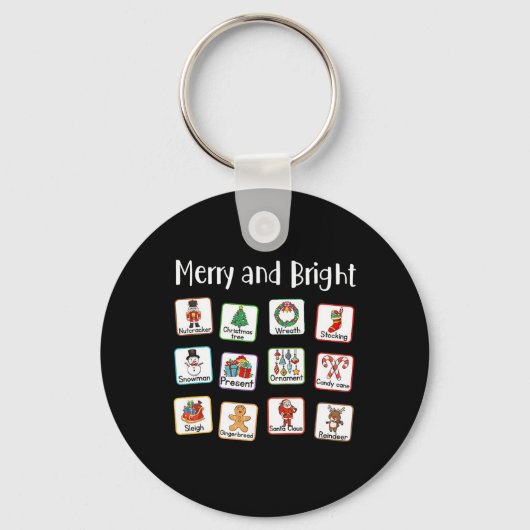 Merry And Bright Speech Therapist Aac Slp Christma Sleutelhanger (Voorkant)