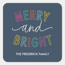 Merry and Bright Square Holiday Stickers